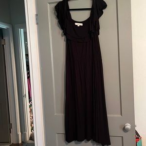 Loft large flows dress with ruffled straps.